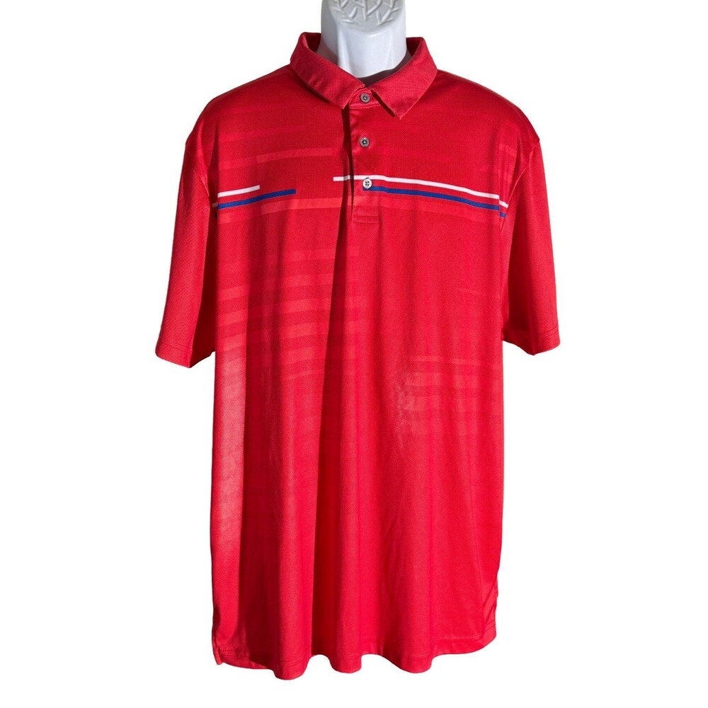 PGA TOUR Men's Short Sleeve Button Down Golf Polo‎ Shirt Red XXL